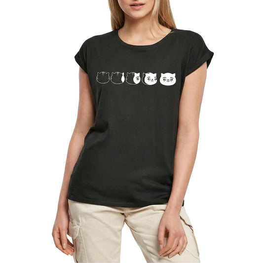 Women's Graphic T-Shirt Moon Cat Ladies Limited Edition Short Sleeve Tee-Shirt Vintage Birthday Gift Novelty