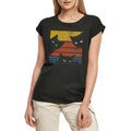 Women's Graphic T-Shirt Retro Sunset Black Cats Cat Ladies Limited Edition Short Sleeve Tee-Shirt Vintage Birthday Gift Novelty