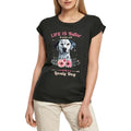 Women's Graphic T-Shirt Life Is Better With A Lovely Dog - Cute Dalmatian Dog Paw Funny Ladies Limited Edition Short Sleeve Tee-Shirt Vintage Birthday Gift Novelty