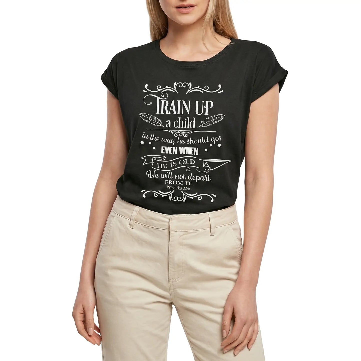 Women's Graphic T-Shirt Train Up A Child Ladies Limited Edition Short Sleeve Tee-Shirt Vintage Birthday Gift Novelty