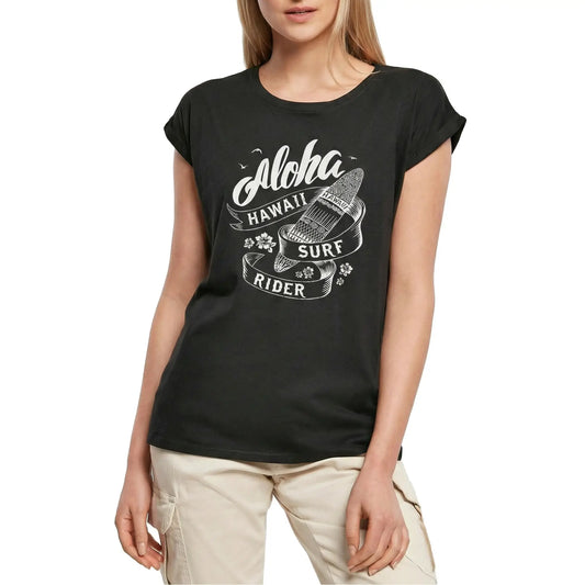 Women's Graphic T-Shirt Aloha Hawaii Surf Rider Ladies Limited Edition Short Sleeve Tee-Shirt Vintage Birthday Gift Novelty
