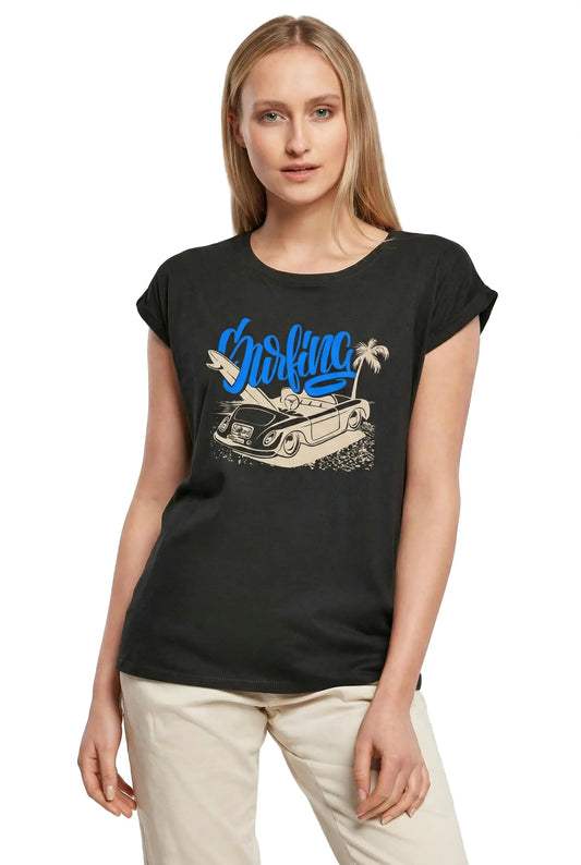 Women's Graphic T-Shirt Surfing Beach Ladies Limited Edition Short Sleeve Tee-Shirt Vintage Birthday Gift Novelty