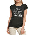 Women's Graphic T-Shirt All God's Grace In A Tiny Face Ladies Limited Edition Short Sleeve Tee-Shirt Vintage Birthday Gift Novelty