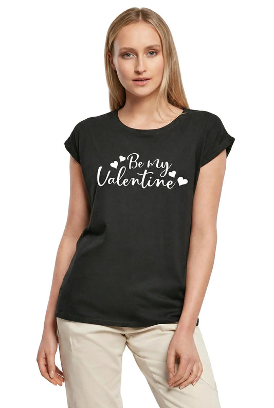 Women's Graphic T-Shirt Be My Valentine - Love Valetine's Day Ladies Limited Edition Short Sleeve Tee-Shirt Vintage Birthday Gift Novelty