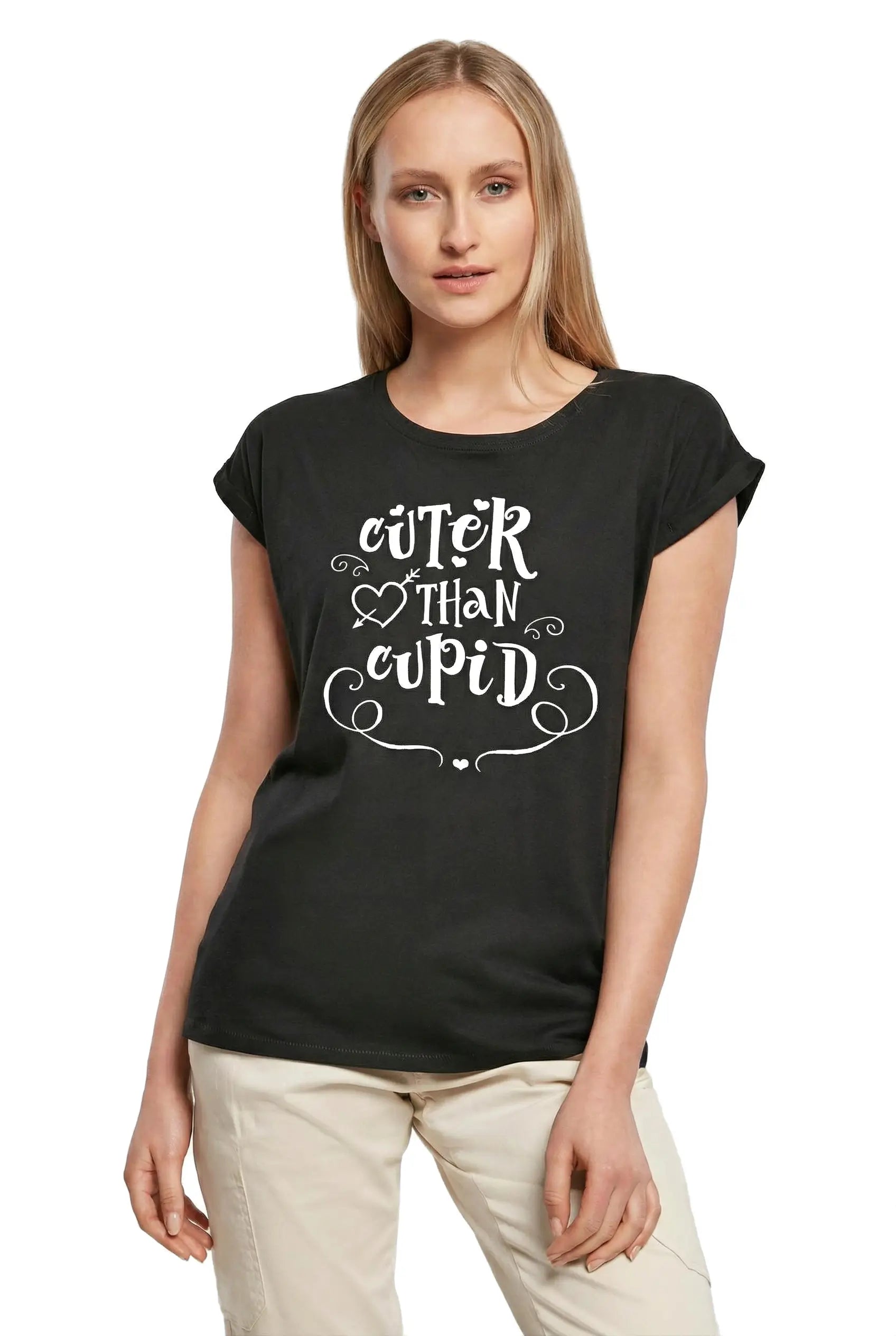 Women's Graphic T-Shirt Cuter Than Cupid - Love Romantic Ladies Limited Edition Short Sleeve Tee-Shirt Vintage Birthday Gift Novelty