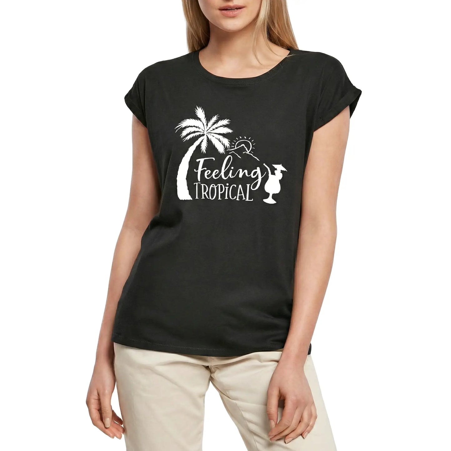 Women's Graphic T-Shirt Feeling Tropical Ladies Limited Edition Short Sleeve Tee-Shirt Vintage Birthday Gift Novelty