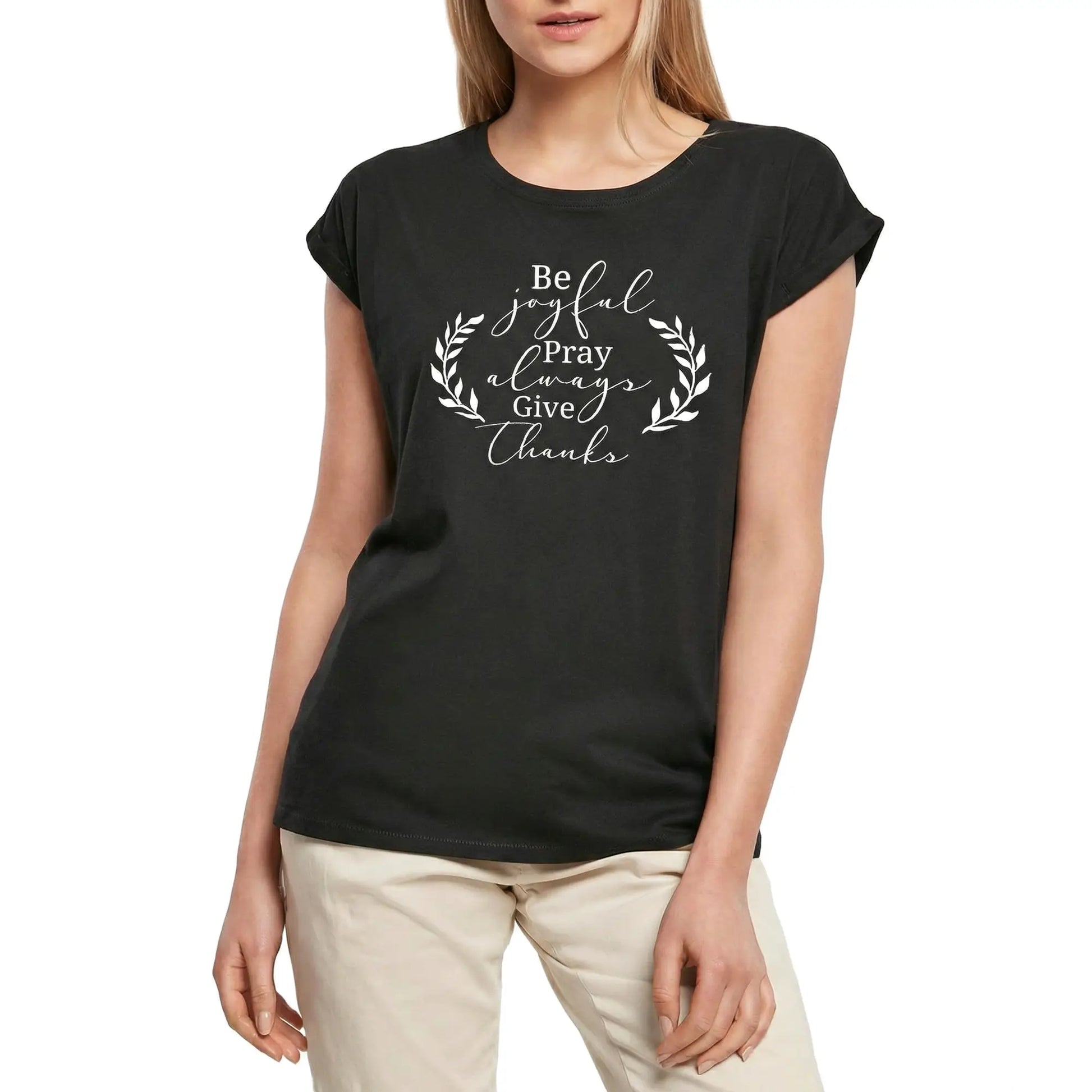 Women's Graphic T-Shirt Give Thanks - Religious Ladies Limited Edition Short Sleeve Tee-Shirt Vintage Birthday Gift Novelty