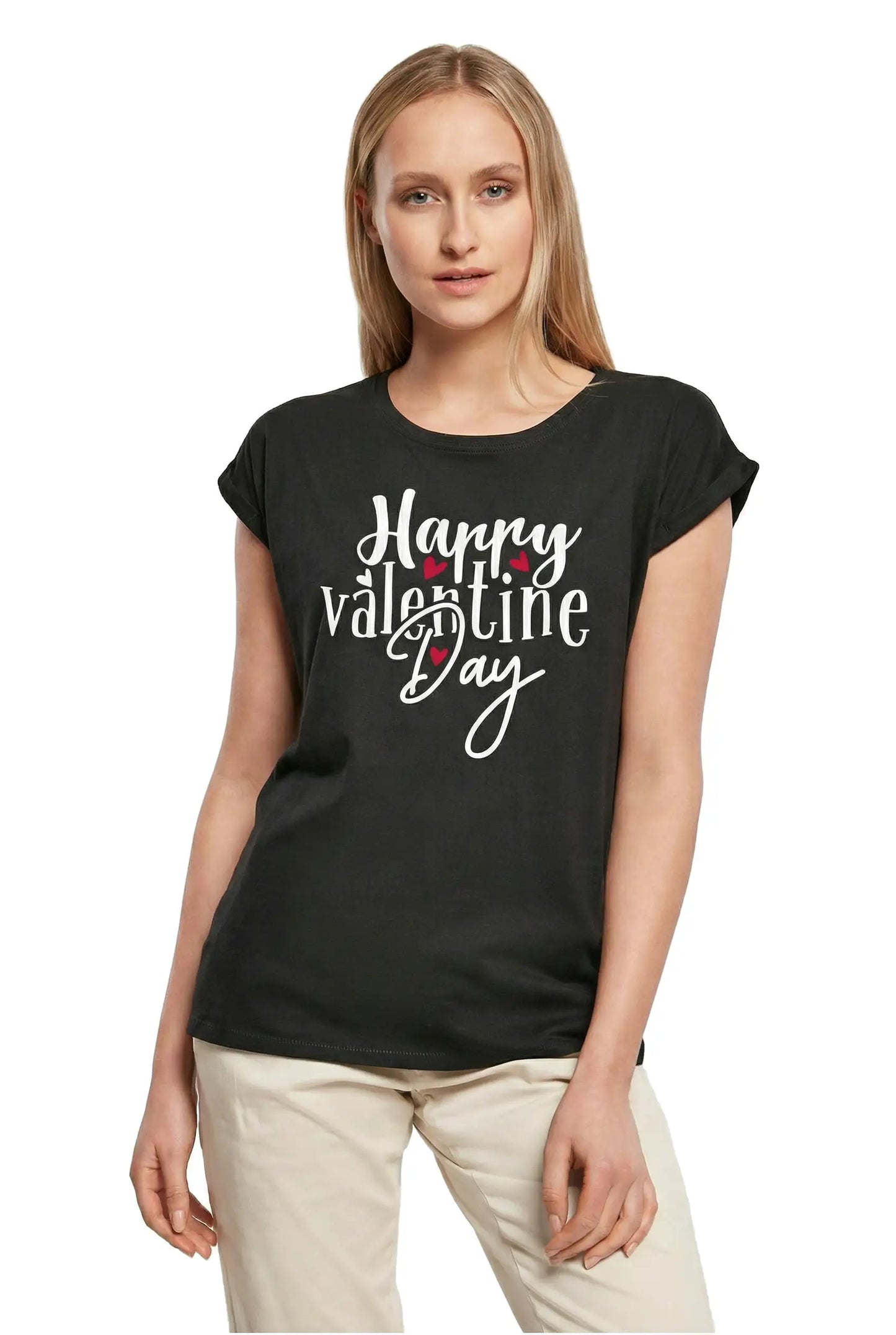 Women's Graphic T-Shirt Happy Valentine Day Ladies Limited Edition Short Sleeve Tee-Shirt Vintage Birthday Gift Novelty