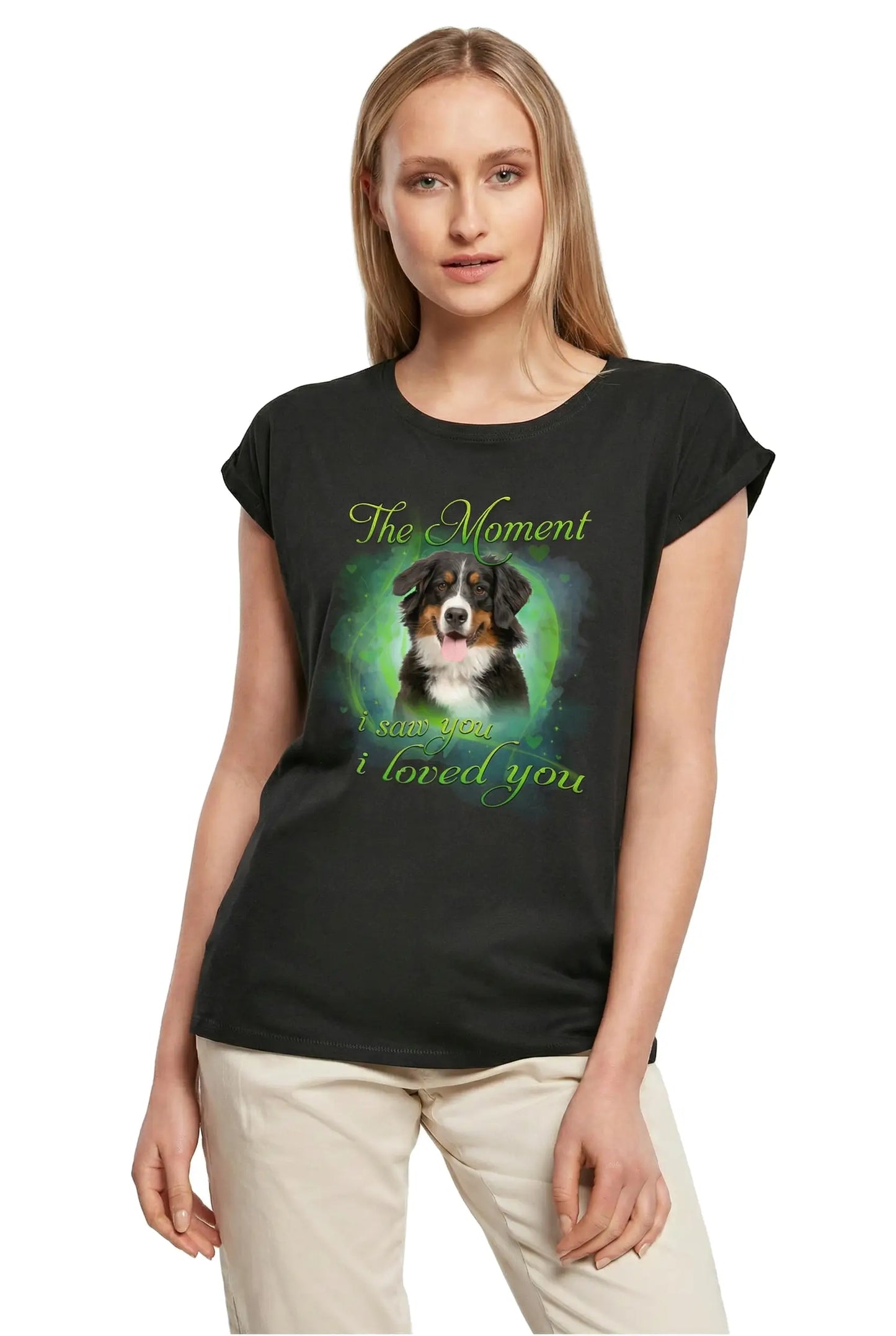 Women's Graphic T-Shirt Bernese Mountain The Moment I Saw You I Loved You Ladies Limited Edition Short Sleeve Tee-Shirt Vintage Birthday Gift Novelty