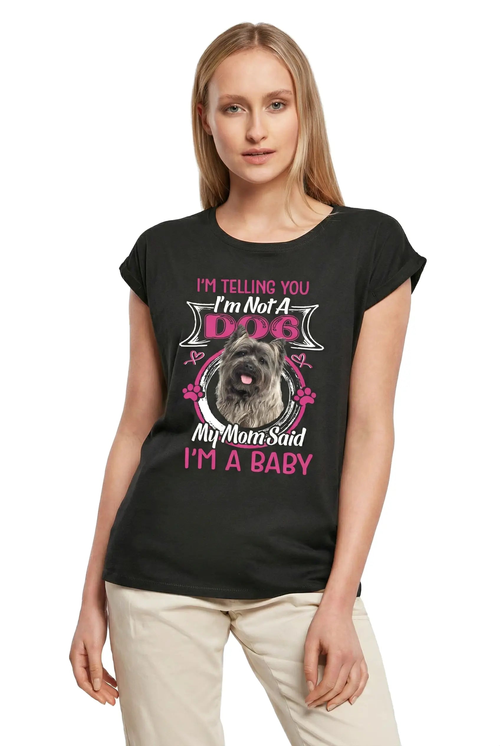Women's Graphic T-Shirt I'm Telling You I'm Not A Cairn Terrier - My Mom Said I'm A Baby Ladies Limited Edition Short Sleeve Tee-Shirt Vintage Birthday Gift Novelty