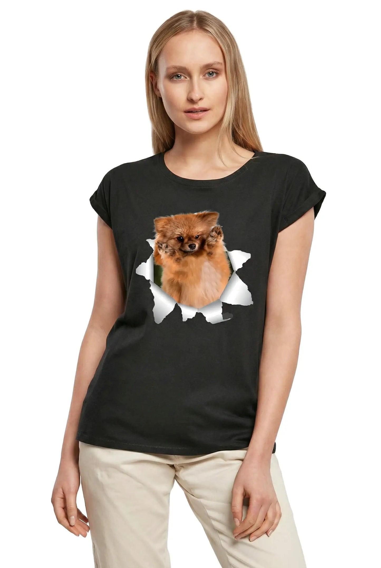 Women's Graphic T-Shirt German Spitz - For Dog Lovers Ladies Limited Edition Short Sleeve Tee-Shirt Vintage Birthday Gift Novelty