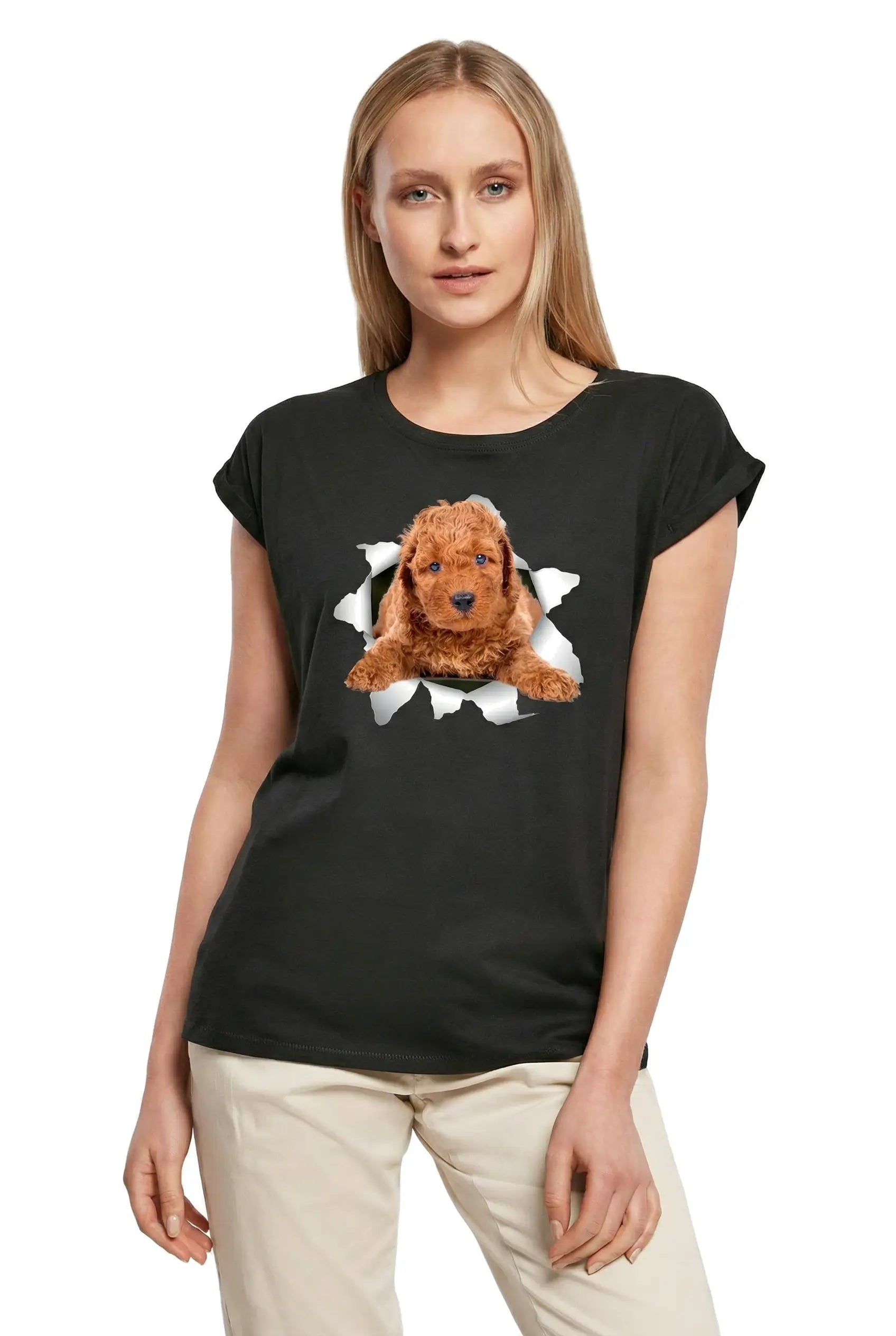 Women's Graphic T-Shirt Poodle - Cute Small Dog - For Dog Owners Ladies Limited Edition Short Sleeve Tee-Shirt Vintage Birthday Gift Novelty