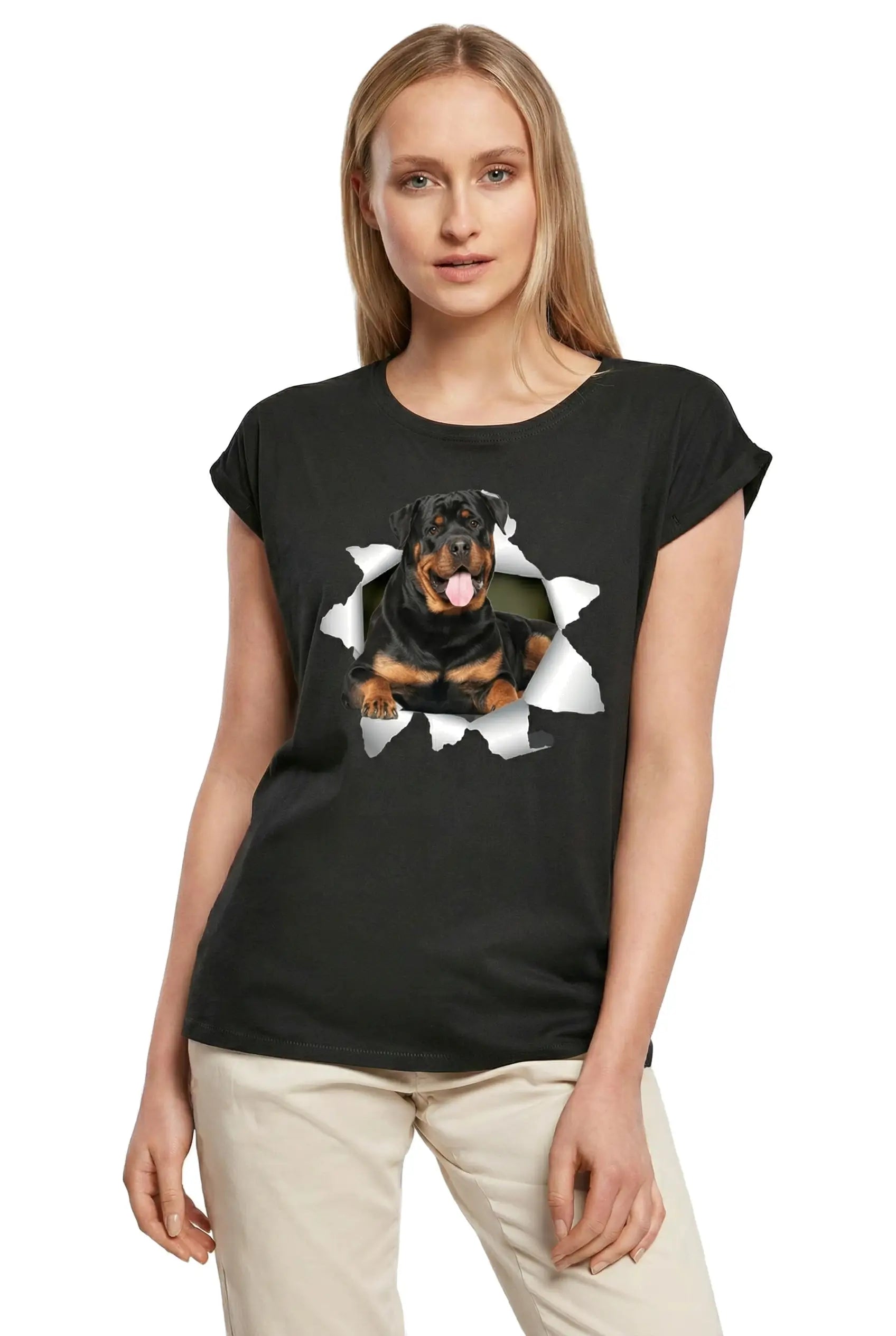 Women's Graphic T-Shirt Rottweiler - Big Dog - Shirt For Dog Lovers Ladies Limited Edition Short Sleeve Tee-Shirt Vintage Birthday Gift Novelty