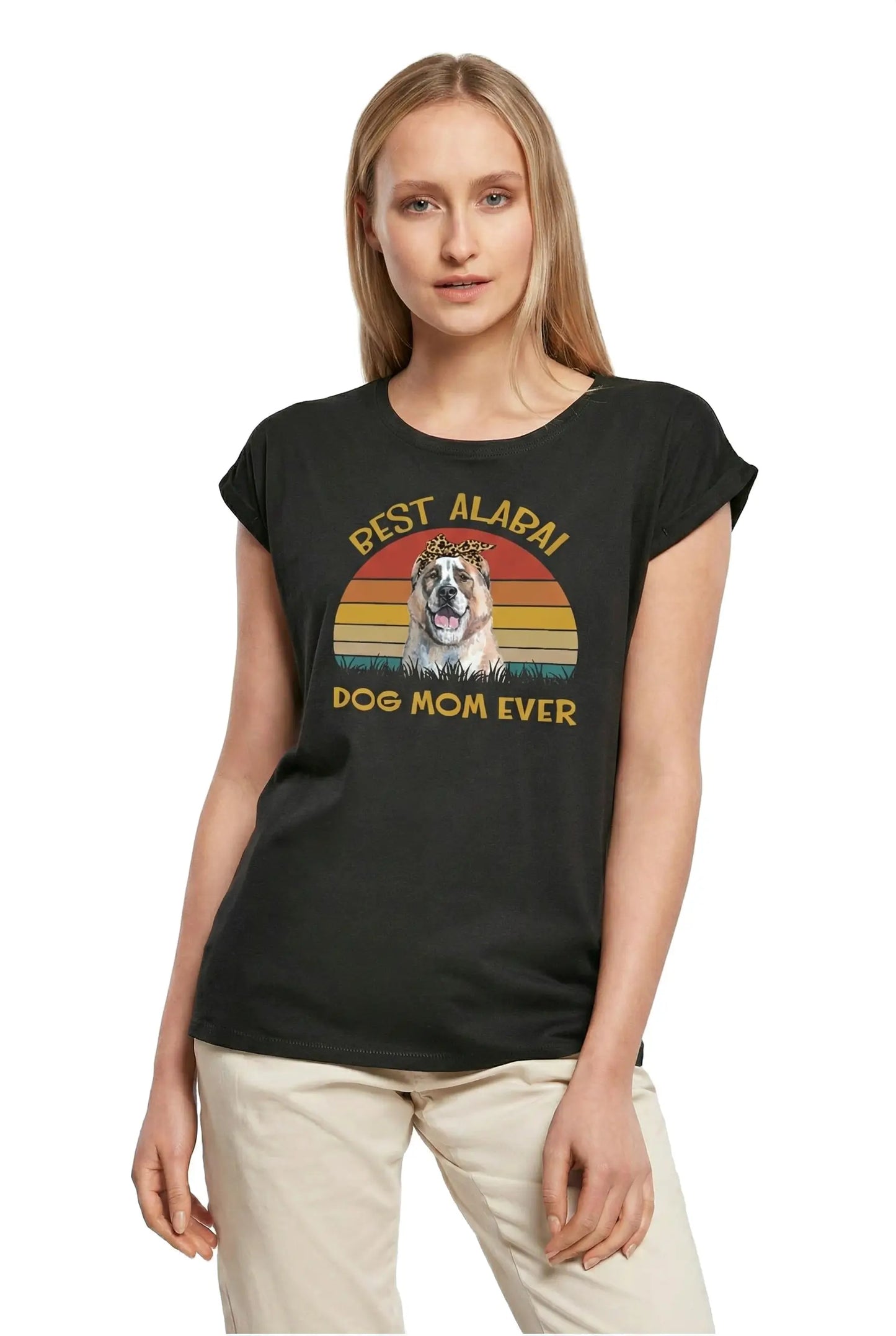 Women's Graphic T-Shirt Best Alabai Dog Mom Ever Ladies Limited Edition Short Sleeve Tee-Shirt Vintage Birthday Gift Novelty