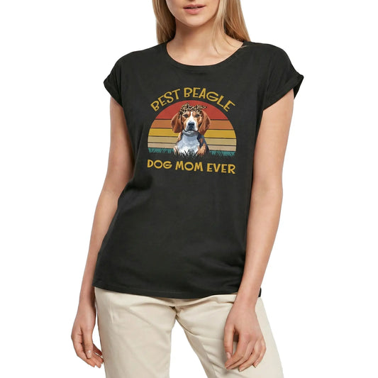 Women's Graphic T-Shirt Best Beagle Dog Mom Ever Ladies Limited Edition Short Sleeve Tee-Shirt Vintage Birthday Gift Novelty