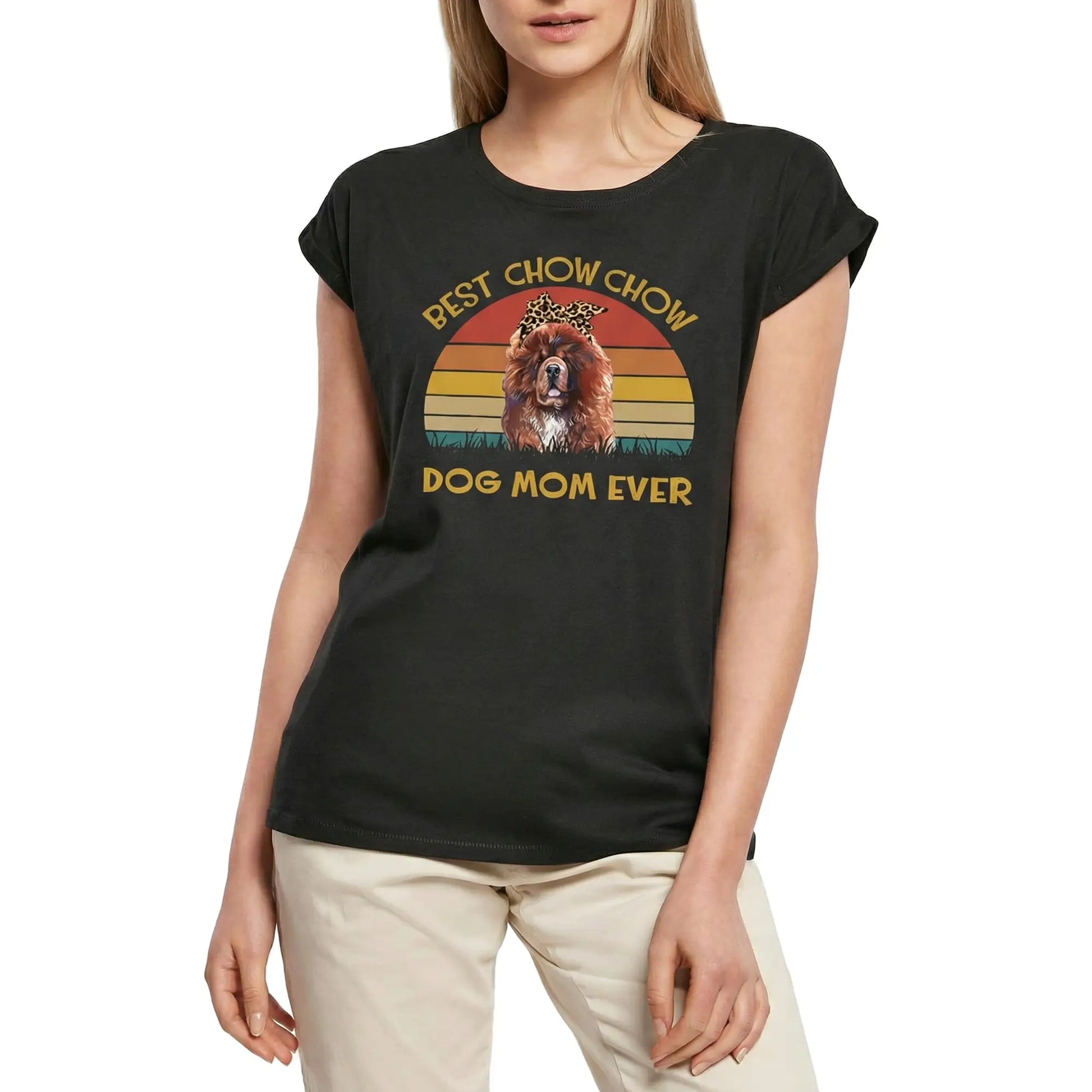 Women's Graphic T-Shirt Best Chow Dog Mom Ever Ladies Limited Edition Short Sleeve Tee-Shirt Vintage Birthday Gift Novelty
