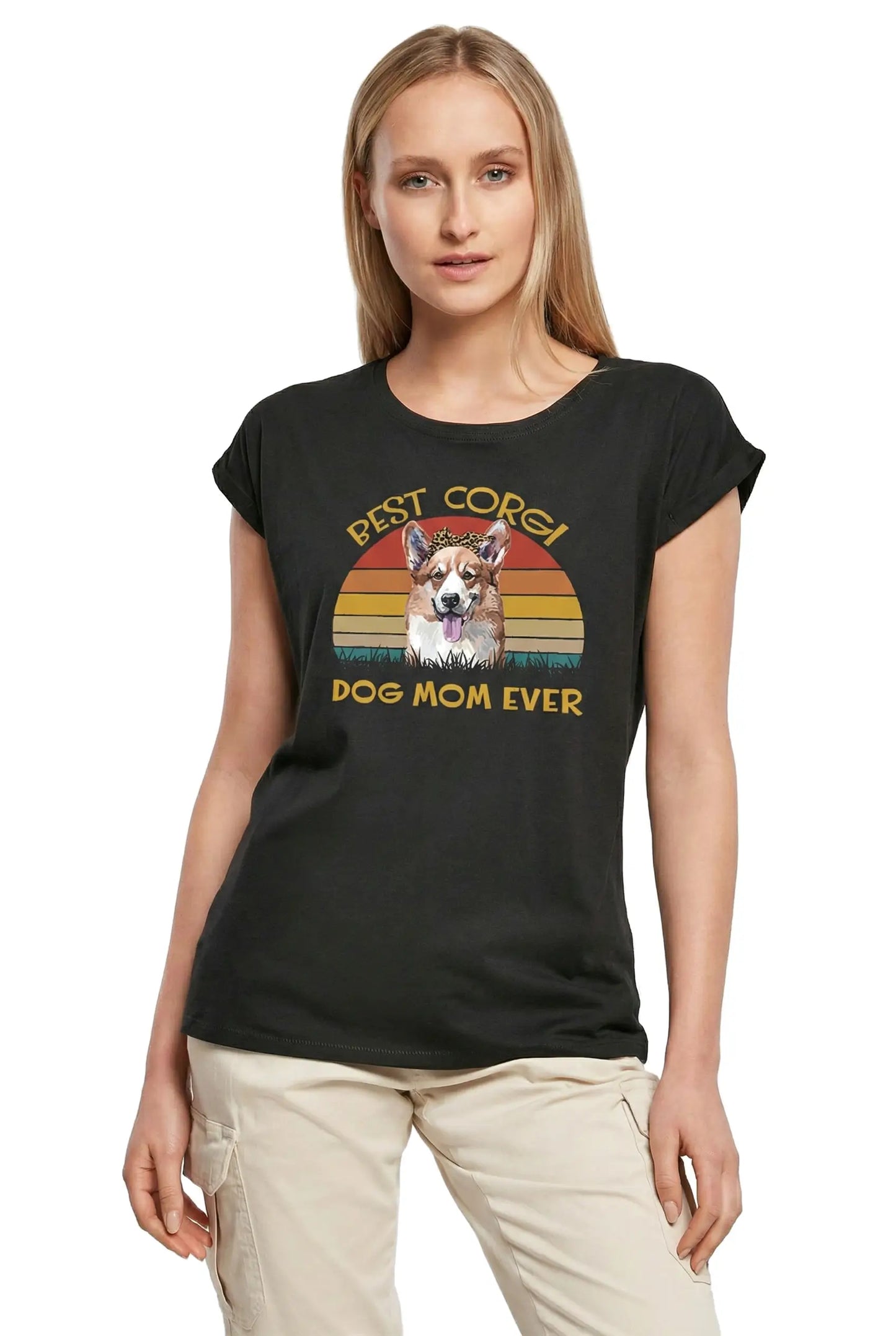 Women's Graphic T-Shirt Best Corgi Dog Mom Ever Ladies Limited Edition Short Sleeve Tee-Shirt Vintage Birthday Gift Novelty