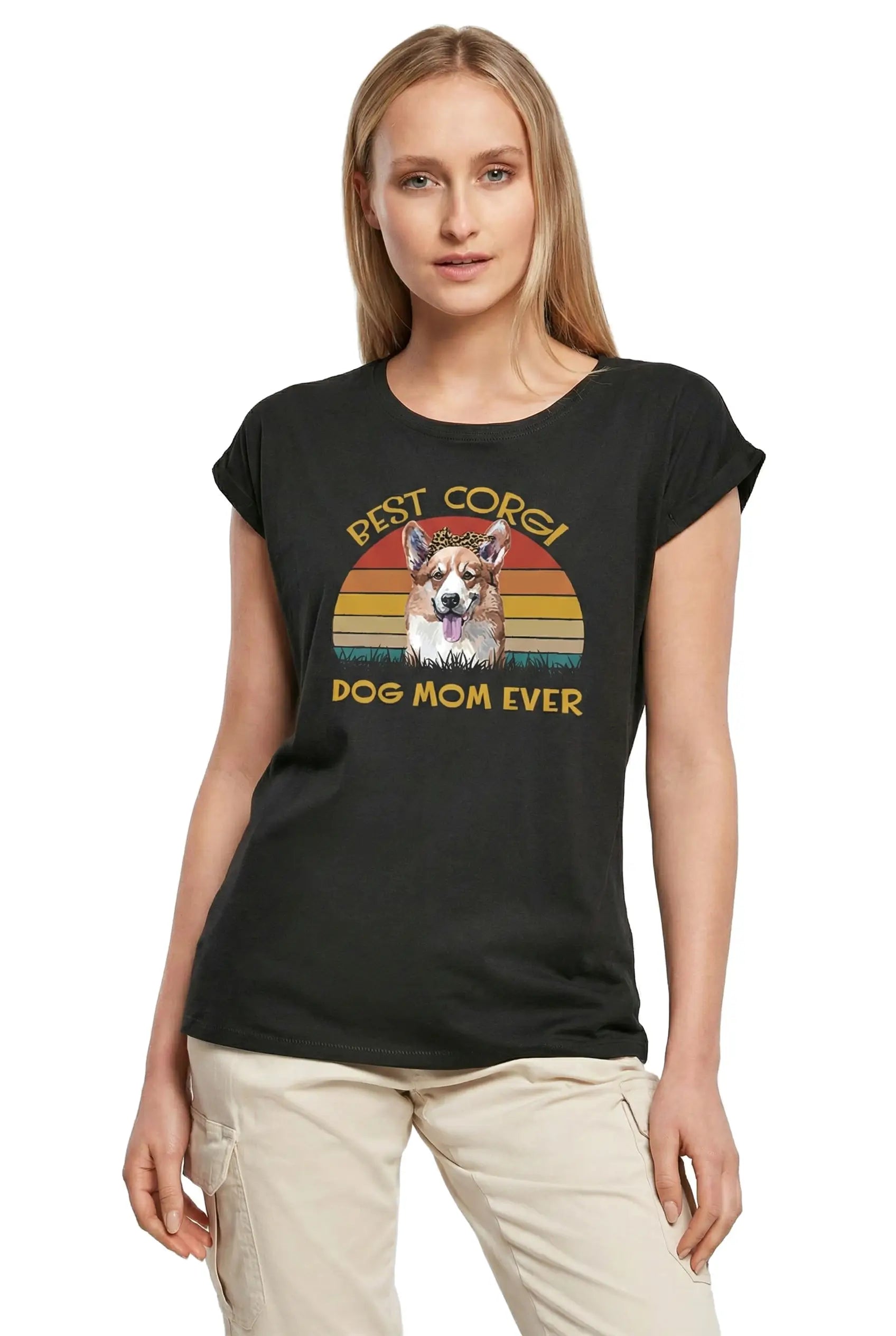 Women's Graphic T-Shirt Best Corgi Dog Mom Ever Ladies Limited Edition Short Sleeve Tee-Shirt Vintage Birthday Gift Novelty