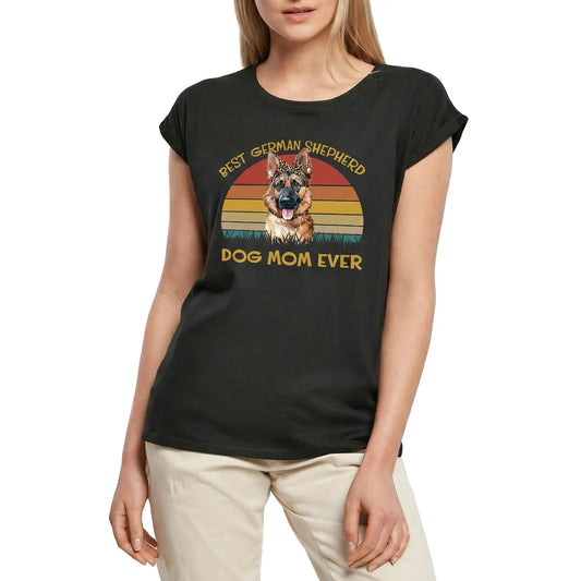 Women's Graphic T-Shirt Best German Shepherd Dog Mom Ever Ladies Limited Edition Short Sleeve Tee-Shirt Vintage Birthday Gift Novelty