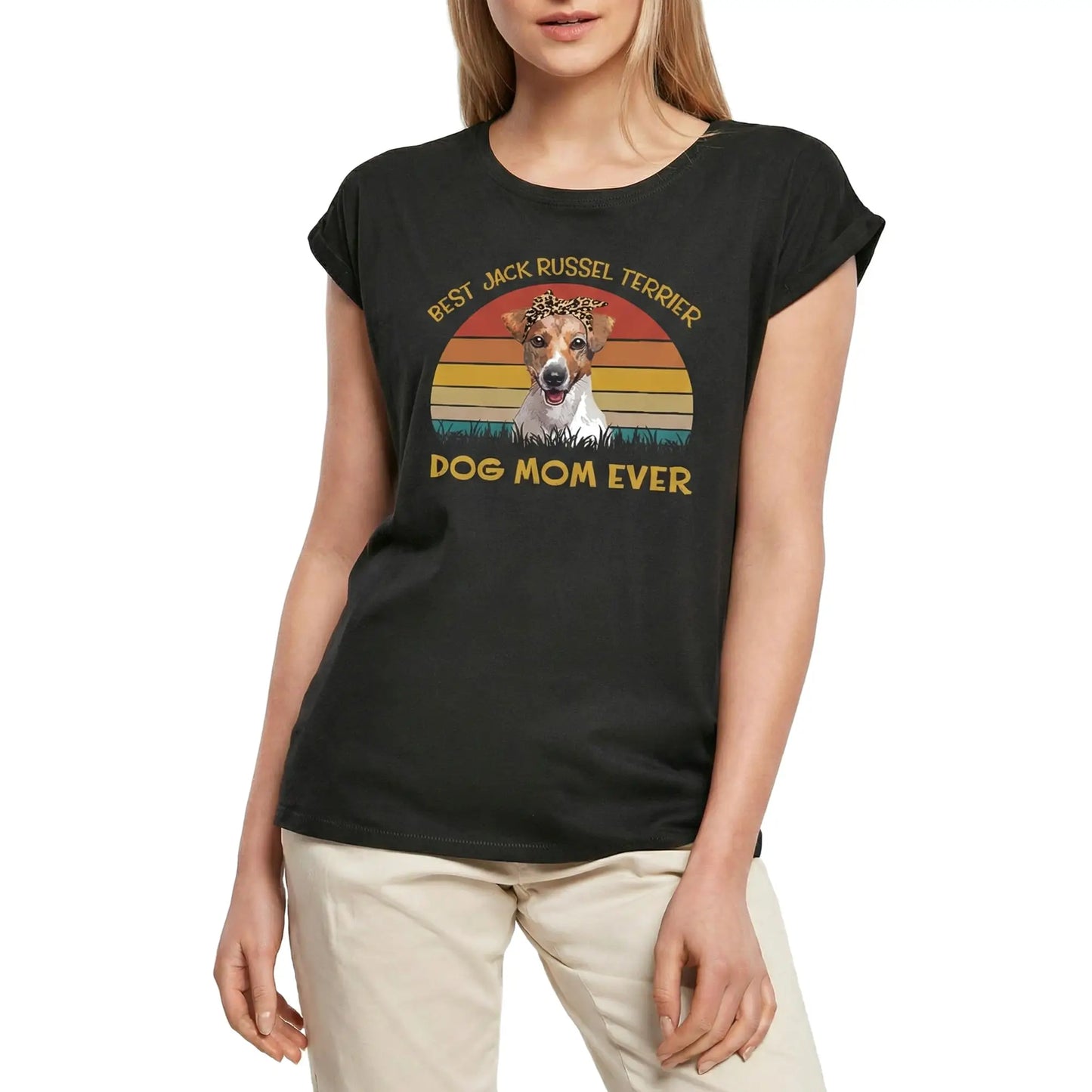 Women's Graphic T-Shirt Best Jack Russel Terrier Dog Mom Ever Ladies Limited Edition Short Sleeve Tee-Shirt Vintage Birthday Gift Novelty