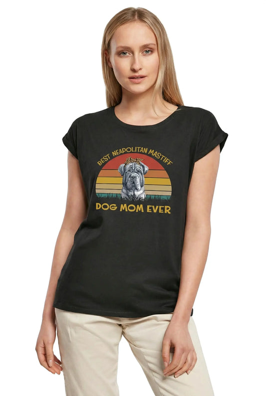 Women's Graphic T-Shirt Best Neapolitan Mastiff Dog Mom Ever Ladies Limited Edition Short Sleeve Tee-Shirt Vintage Birthday Gift Novelty