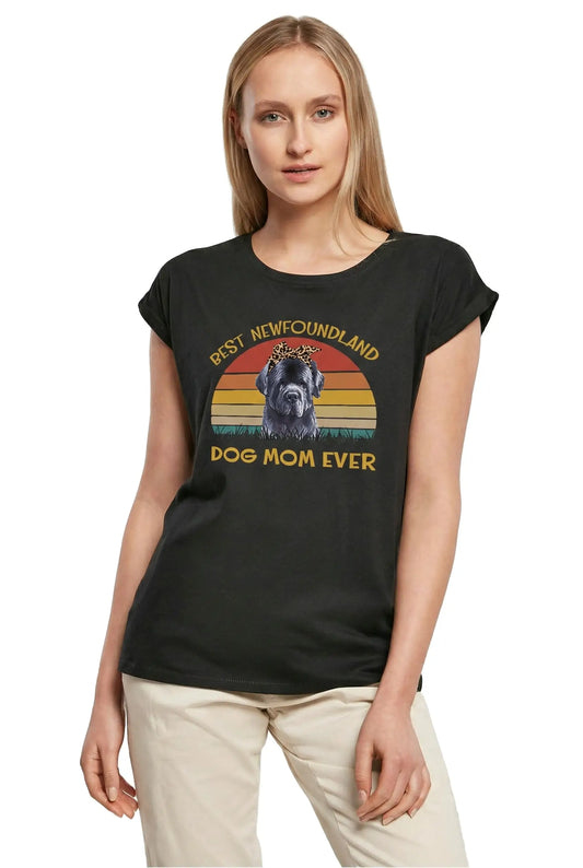 Women's Graphic T-Shirt Best Newfoundland Dog Mom Ever Ladies Limited Edition Short Sleeve Tee-Shirt Vintage Birthday Gift Novelty