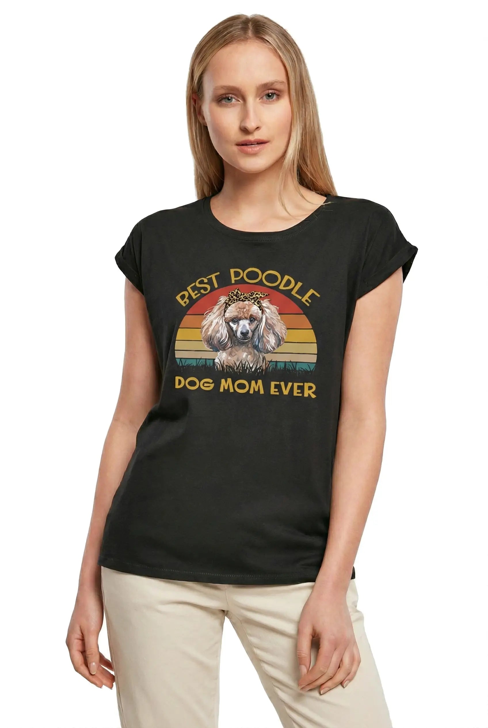 Women's Graphic T-Shirt Best Poodle Dog Mom Ever Ladies Limited Edition Short Sleeve Tee-Shirt Vintage Birthday Gift Novelty