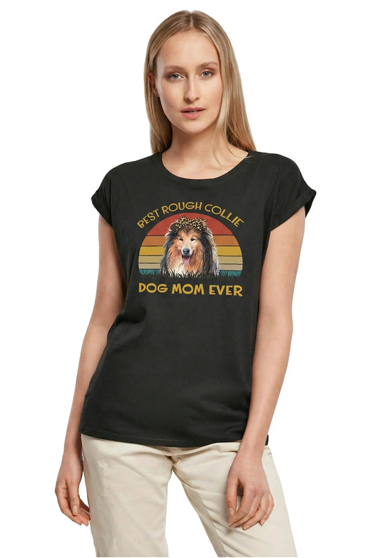 Women's Graphic T-Shirt Best Rough Collie Dog Mom Ever Ladies Limited Edition Short Sleeve Tee-Shirt Vintage Birthday Gift Novelty