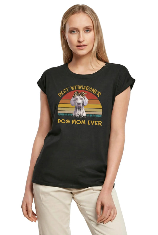 Women's Graphic T-Shirt Best Weimaraner Dog Mom Ever Ladies Limited Edition Short Sleeve Tee-Shirt Vintage Birthday Gift Novelty