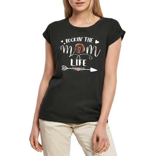 Women's Graphic T-Shirt Rockin' The Chow Chow Mom Life Ladies Limited Edition Short Sleeve Tee-Shirt Vintage Birthday Gift Novelty