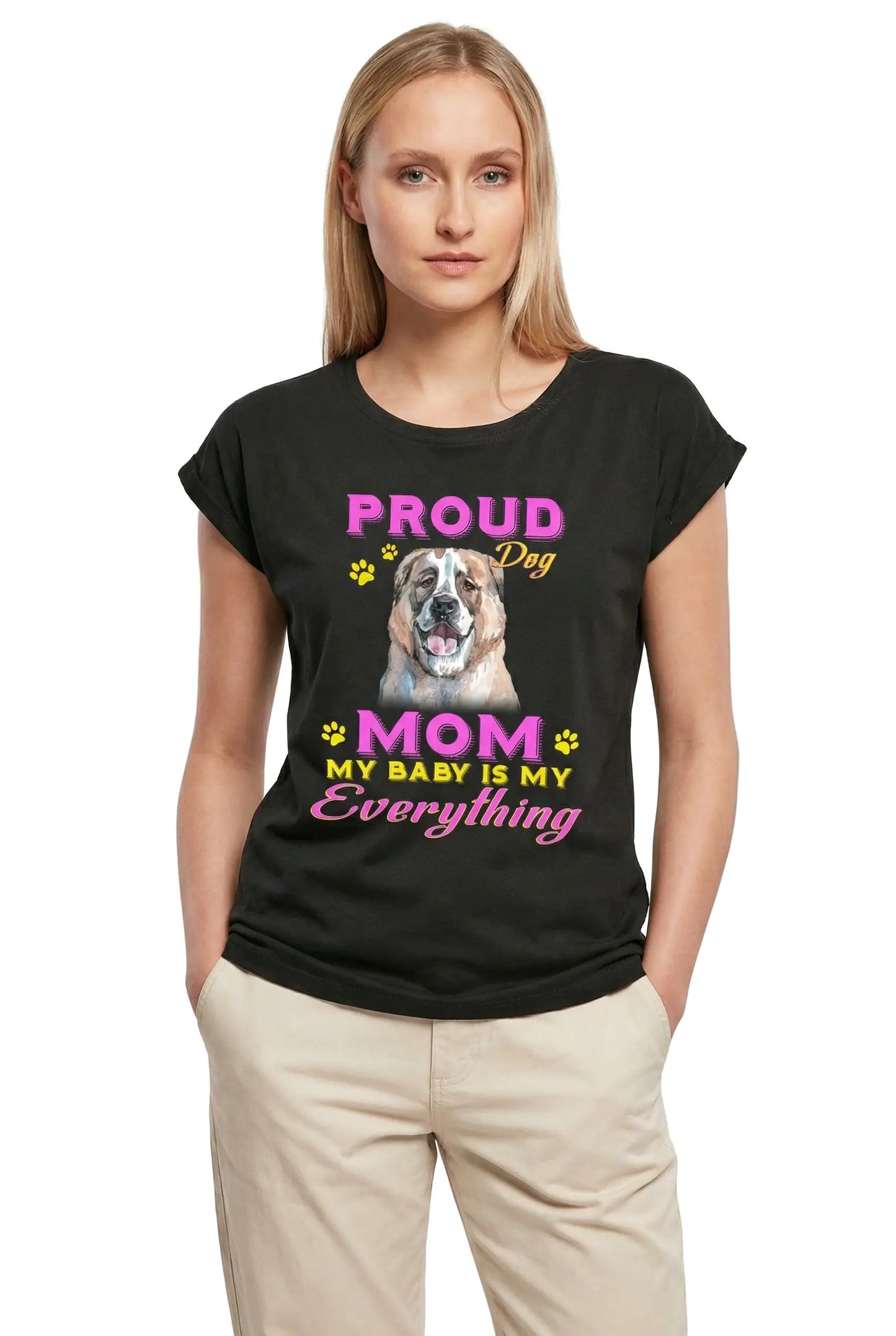 Women's Graphic T-Shirt Proud Day - Alabai Dog Mom - My Baby Is My Everything Ladies Limited Edition Short Sleeve Tee-Shirt Vintage Birthday Gift Novelty