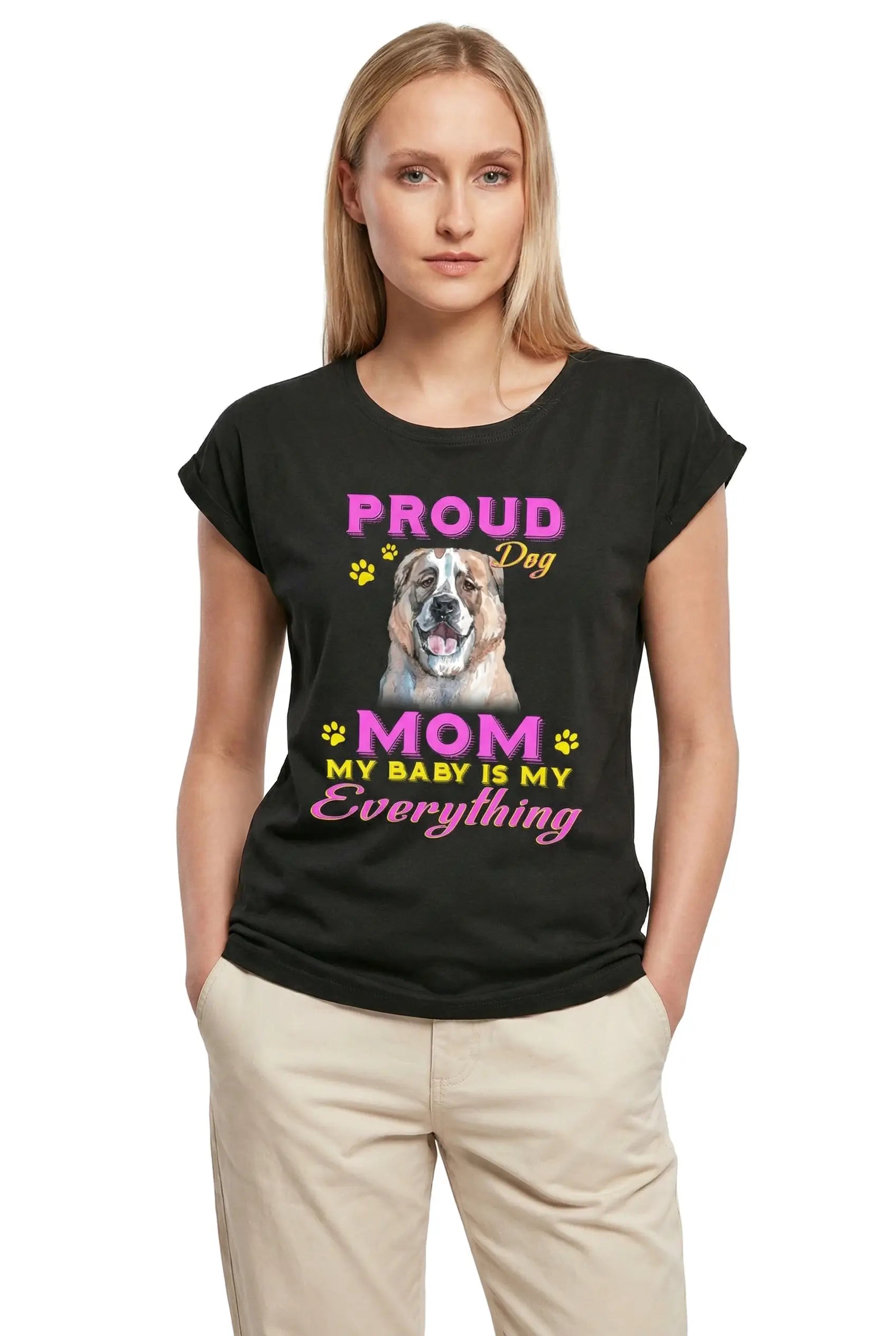 Women's Graphic T-Shirt Proud Day - Alabai Dog Mom - My Baby Is My Everything Ladies Limited Edition Short Sleeve Tee-Shirt Vintage Birthday Gift Novelty