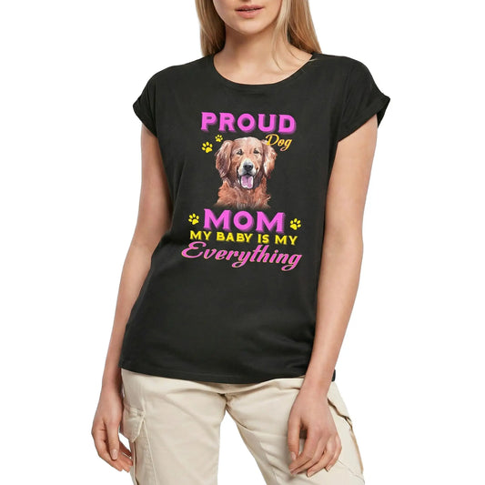 Women's Graphic T-Shirt Proud Day - Golden Retriever Dog Mom - My Baby Is My Everything Ladies Limited Edition Short Sleeve Tee-Shirt Vintage Birthday Gift Novelty