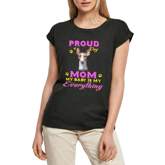 Women's Graphic T-Shirt Proud Day - Ibizian Hound Dog Mom - My Baby Is My Everything Ladies Limited Edition Short Sleeve Tee-Shirt Vintage Birthday Gift Novelty