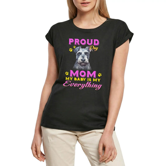 Women's Graphic T-Shirt Proud Day - Schnauzer Dog Mom - My Baby Is My Everything Ladies Limited Edition Short Sleeve Tee-Shirt Vintage Birthday Gift Novelty