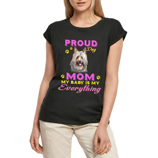 Women's Graphic T-Shirt Proud Day - Silky Terrier Dog Mom - My Baby Is My Everything Ladies Limited Edition Short Sleeve Tee-Shirt Vintage Birthday Gift Novelty
