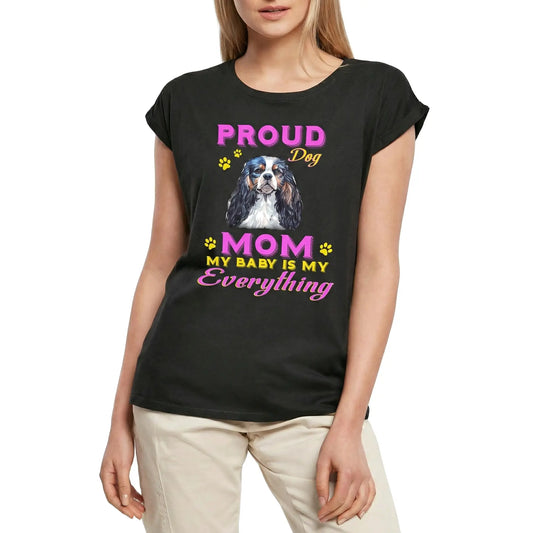 Women's Graphic T-Shirt Proud Day - Spaniel Dog Mom - My Baby Is My Everything Ladies Limited Edition Short Sleeve Tee-Shirt Vintage Birthday Gift Novelty