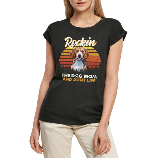Women's Graphic T-Shirt Beagle, Rockin' Life, The Dog Mom And Aunt Ladies Limited Edition Short Sleeve Tee-Shirt Vintage Birthday Gift Novelty