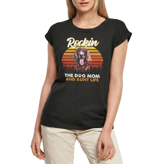 Women's Graphic T-Shirt Irish Setter, Rockin' Life, The Dog Mom And Aunt Ladies Limited Edition Short Sleeve Tee-Shirt Vintage Birthday Gift Novelty