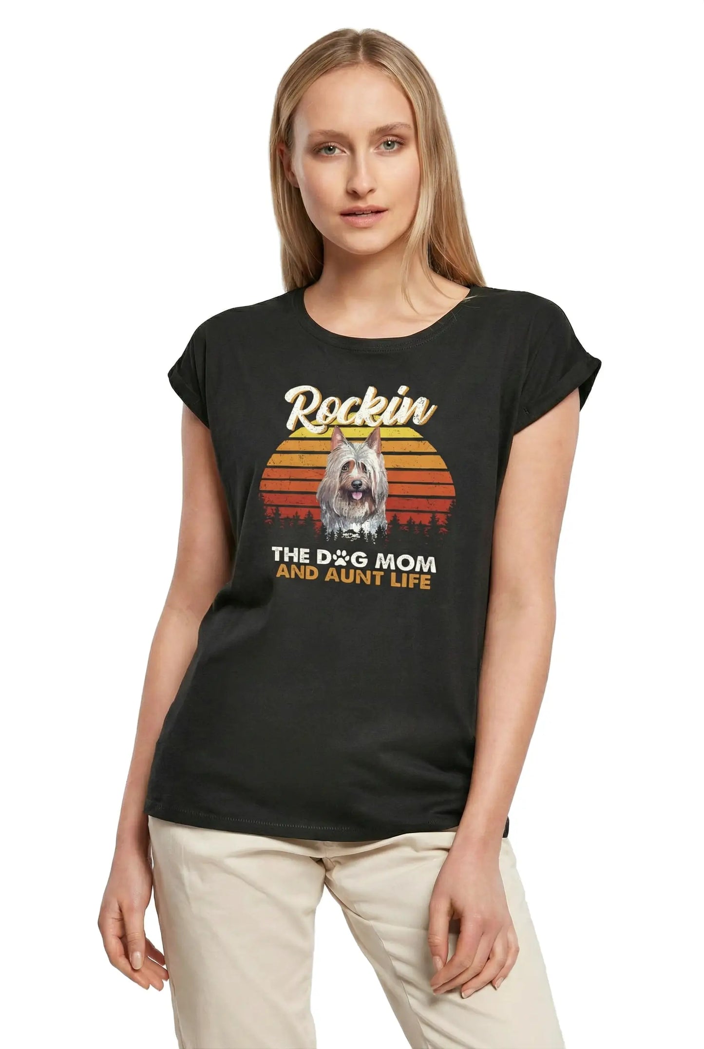 Women's Graphic T-Shirt Silky Terrier, Rockin' Life, The Dog Mom And Aunt Ladies Limited Edition Short Sleeve Tee-Shirt Vintage Birthday Gift Novelty