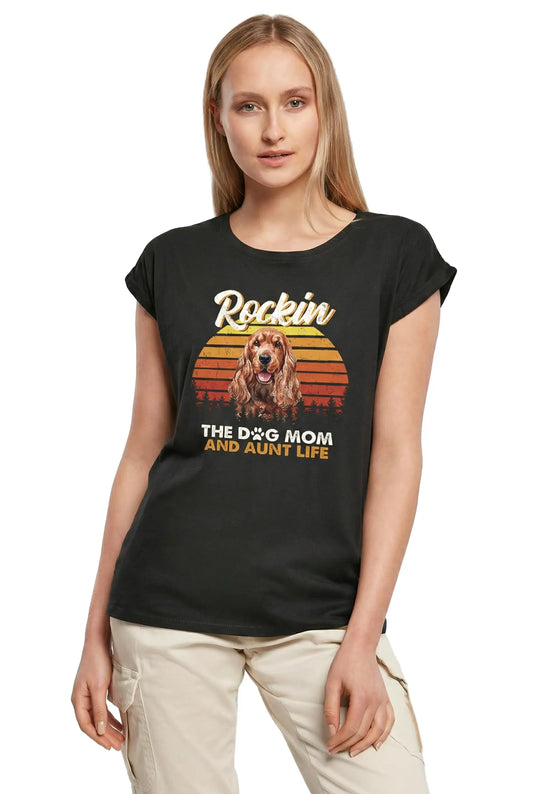 Women's Graphic T-Shirt Sussex Spaniel, Rockin' Life, The Dog Mom And Aunt Ladies Limited Edition Short Sleeve Tee-Shirt Vintage Birthday Gift Novelty