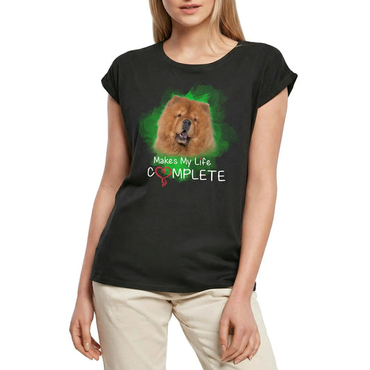 Women's Graphic T-Shirt Chow Chow Makes My Life Complete Ladies Limited Edition Short Sleeve Tee-Shirt Vintage Birthday Gift Novelty