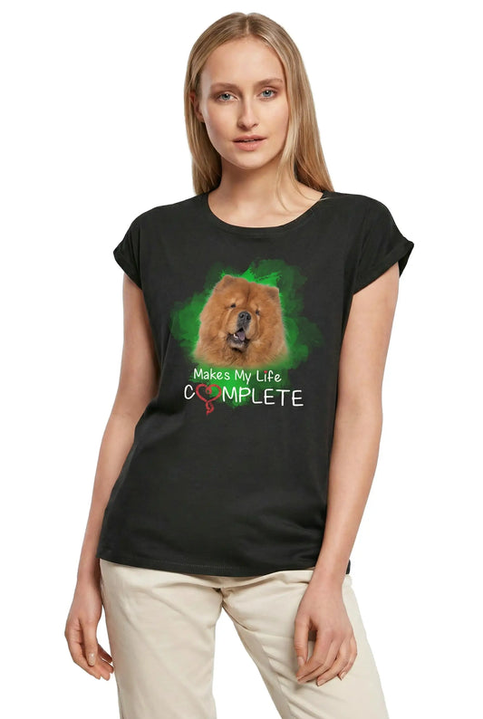 Women's Graphic T-Shirt Chow Chow Makes My Life Complete Ladies Limited Edition Short Sleeve Tee-Shirt Vintage Birthday Gift Novelty