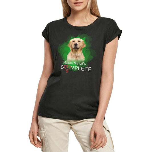 Women's Graphic T-Shirt Golden Retriever Makes My Life Complete Ladies Limited Edition Short Sleeve Tee-Shirt Vintage Birthday Gift Novelty