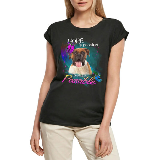 Women's Graphic T-Shirt Boxer, Hope Is The Passion For What Is Possible Ladies Limited Edition Short Sleeve Tee-Shirt Vintage Birthday Gift Novelty