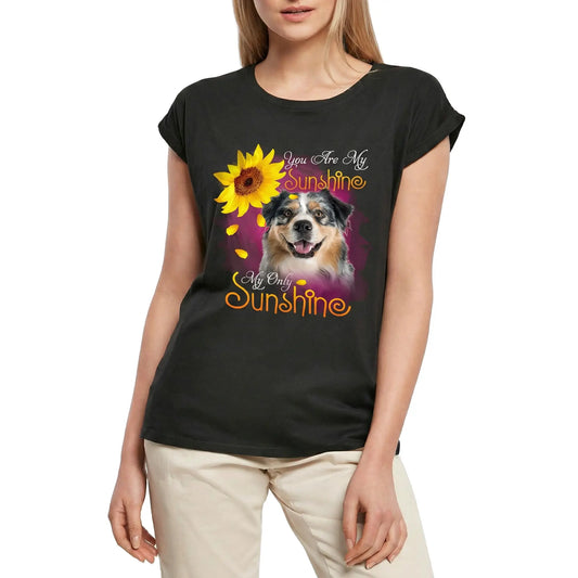 Women's Graphic T-Shirt My Only Sunshine - Australian Shepherd Ladies Limited Edition Short Sleeve Tee-Shirt Vintage Birthday Gift Novelty