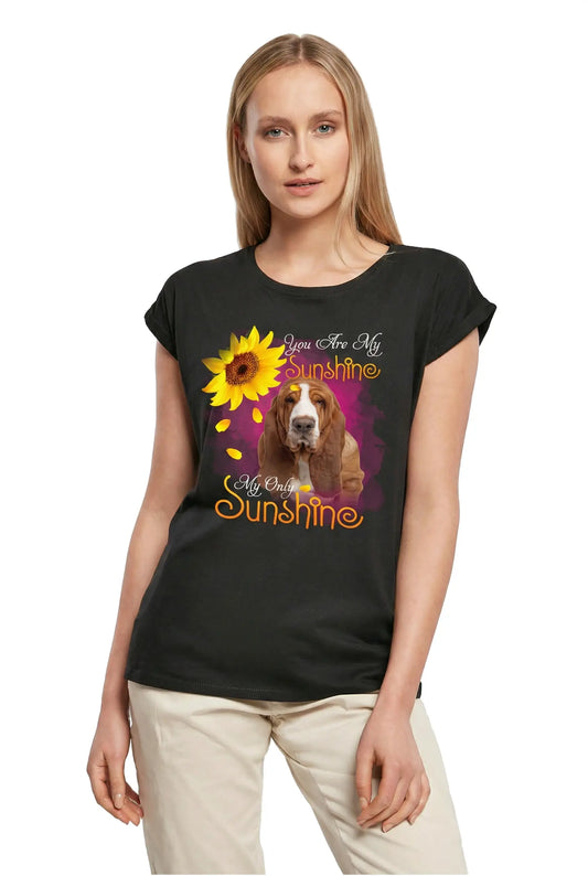 Women's Graphic T-Shirt My Only Sunshine - Basset Hound Ladies Limited Edition Short Sleeve Tee-Shirt Vintage Birthday Gift Novelty