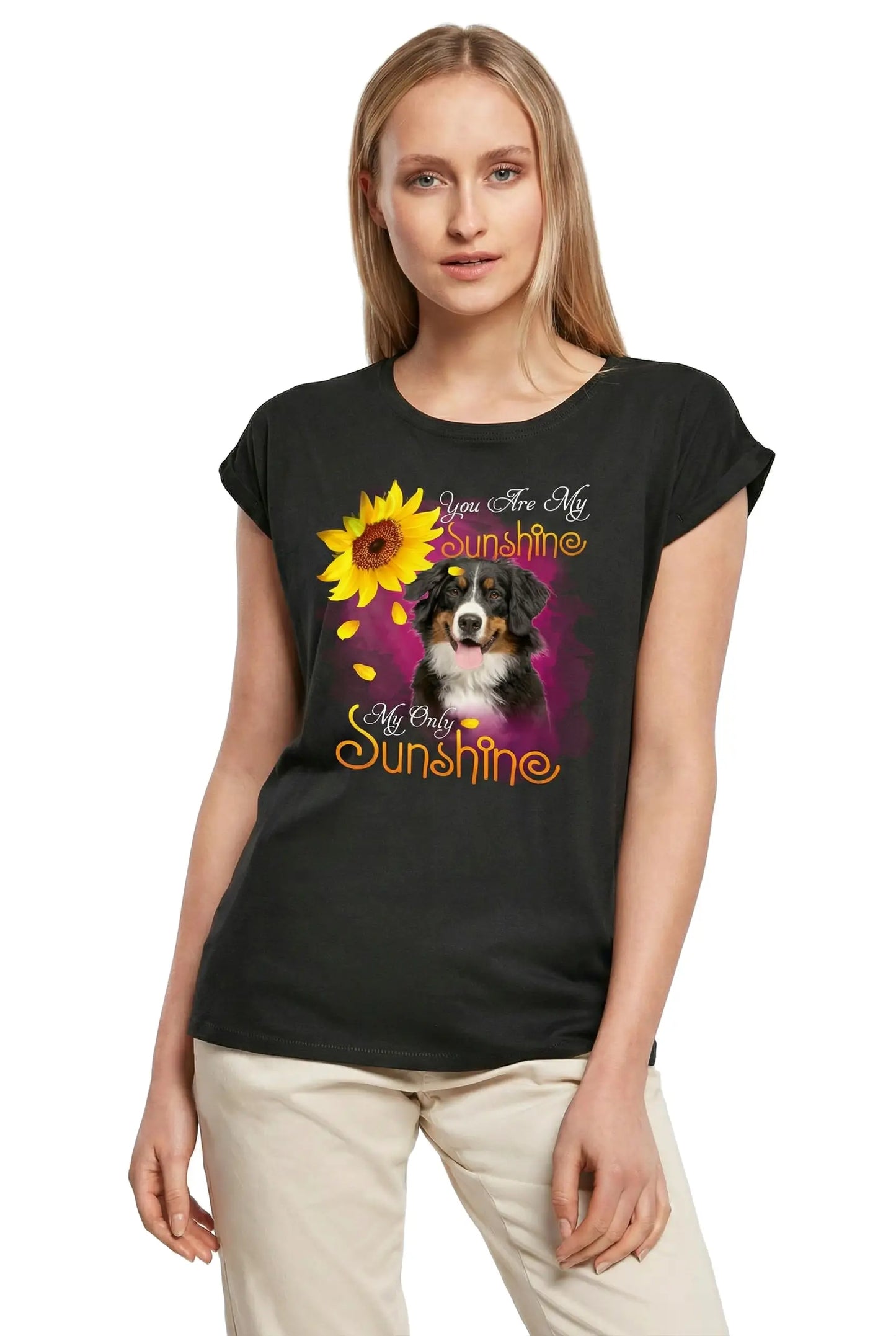 Women's Graphic T-Shirt My Only Sunshine - Bernese Mountain Ladies Limited Edition Short Sleeve Tee-Shirt Vintage Birthday Gift Novelty
