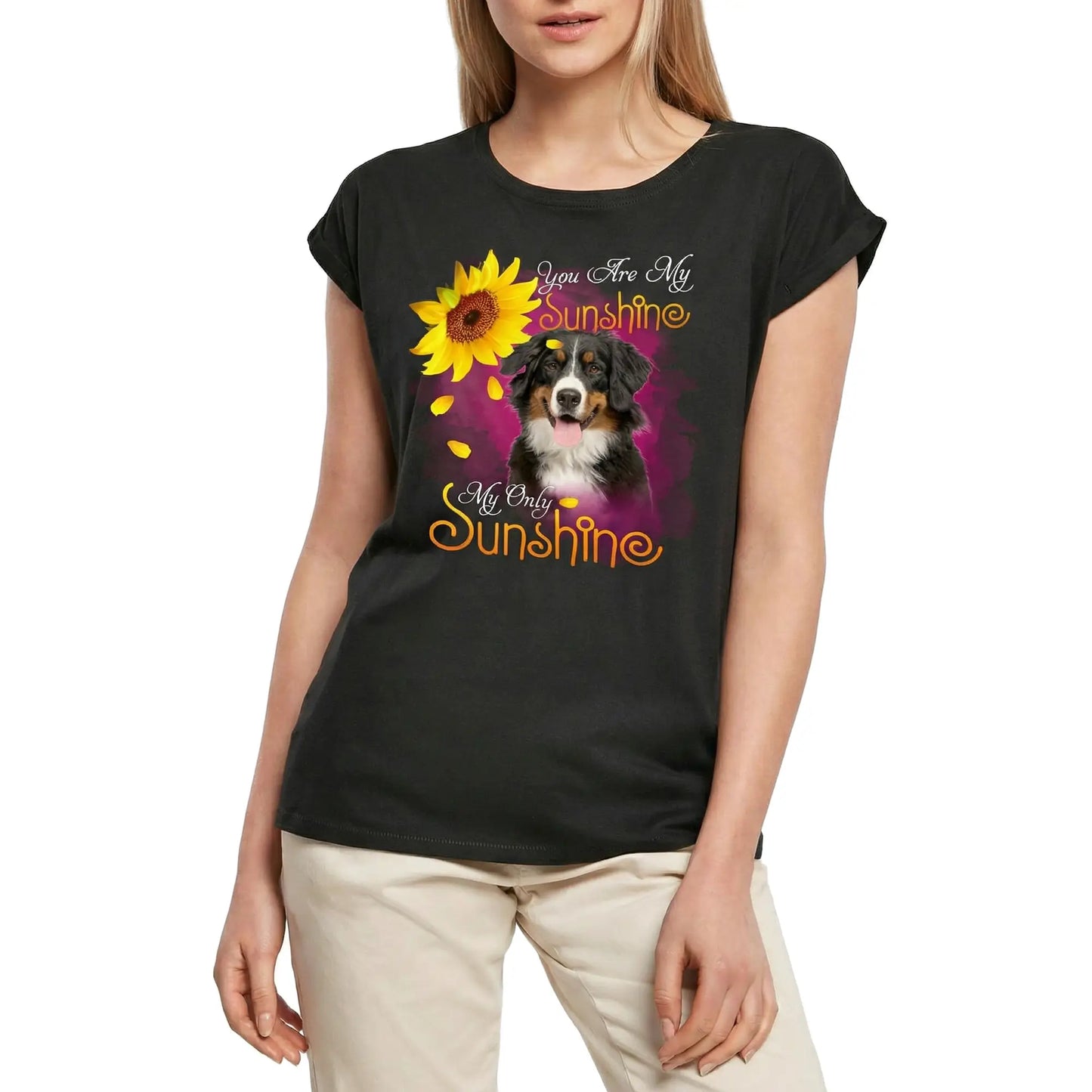 Women's Graphic T-Shirt My Only Sunshine - Bernese Mountain Ladies Limited Edition Short Sleeve Tee-Shirt Vintage Birthday Gift Novelty