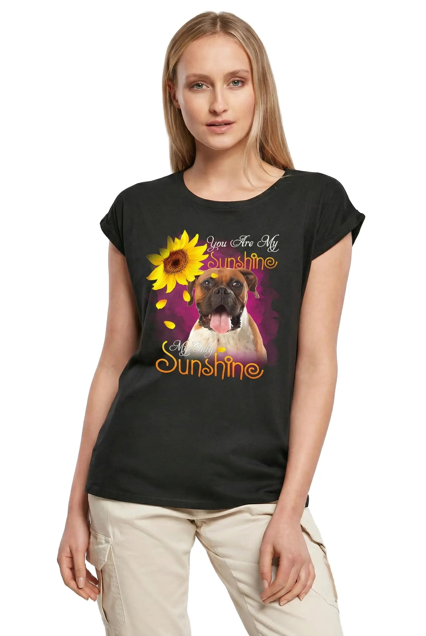 Women's Graphic T-Shirt My Only Sunshine - Boxer Ladies Limited Edition Short Sleeve Tee-Shirt Vintage Birthday Gift Novelty